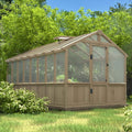 8' x 16' FT Large Heavy-Duty Outdoor Wooden Greenhouse With 6MM Polycarbonate Panels And Vent Roof
