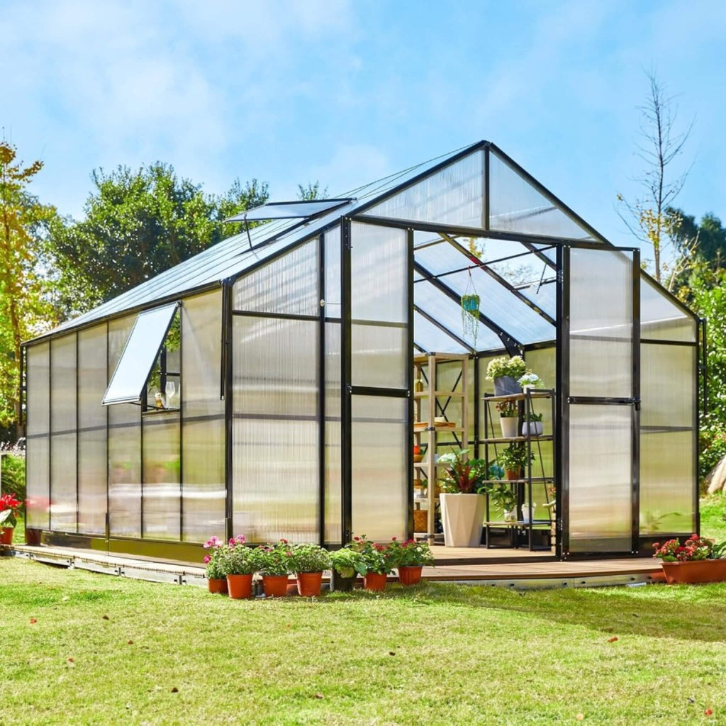 12 ' x 13' 5" FT Premium Extra Large Outdoor Aluminum Polycarbonate Greenhouse With Quick Connect Fitting