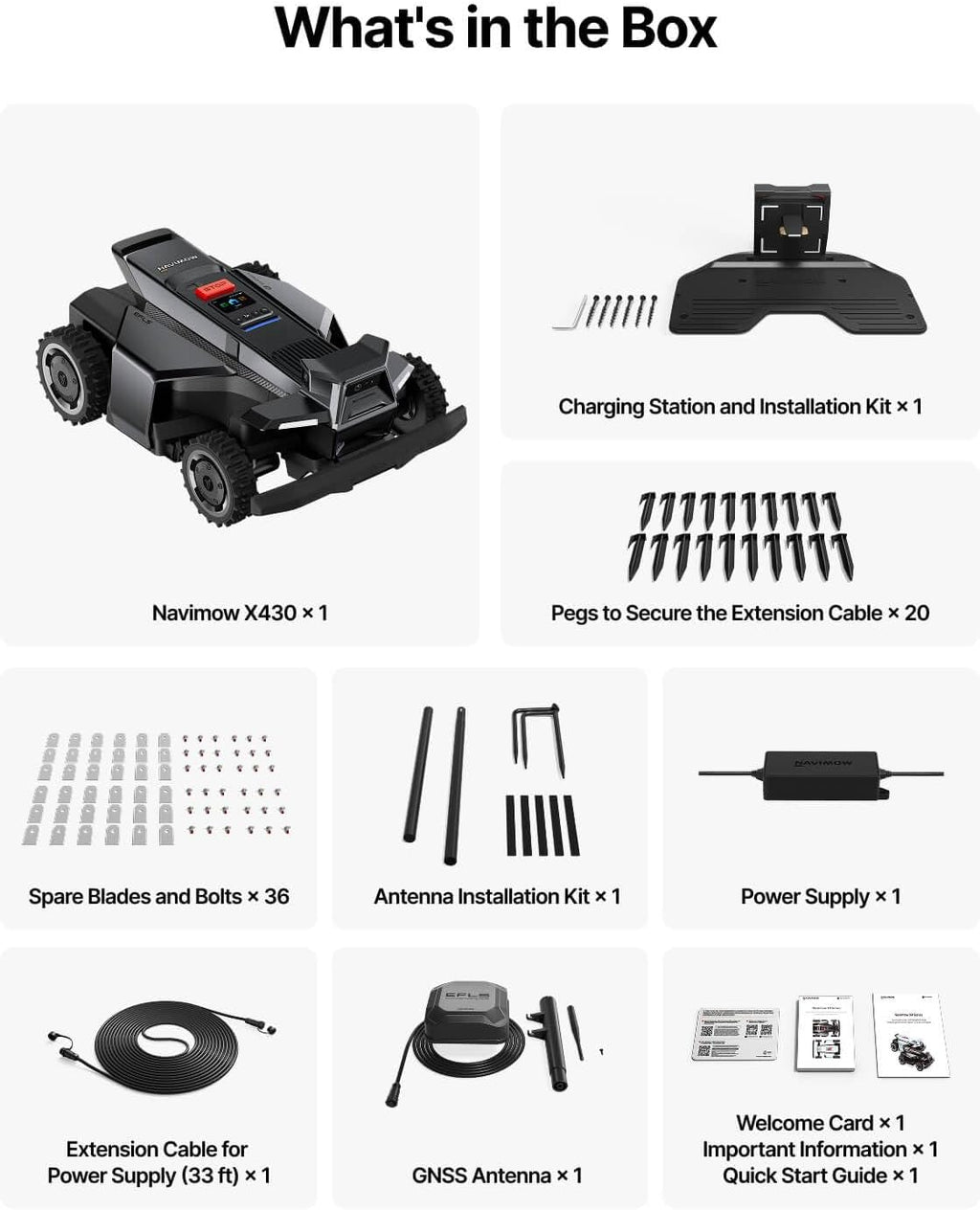 Segway Navimow X430 Robot Lawn Mower Wire Free, for up to 1 Acre, 4WD for 84% Slopes, Zero-Turn for Damage-Free Mowing, ORV-Tuned Lawnmower, MowMentum with 2 × 180W Motors, 0.75–4 in Cutting Height