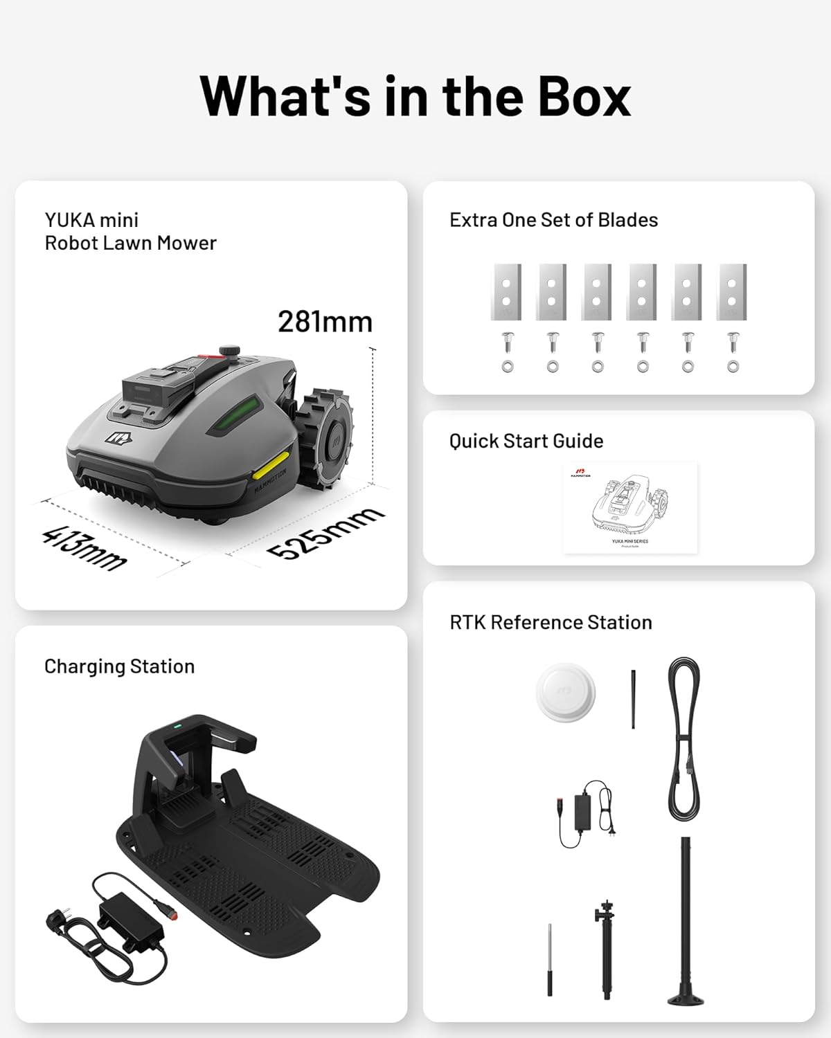 Mammotion YUKA mini 700H Robot Lawn Mower for 0.17 Acre, Max.0.35 Acre, No Wire, No RTK Installation, Free NetRTK+AI Vision Positioning, 45% Slope, Cutting Height 2''~3.5'', 15 Mowing Zones
