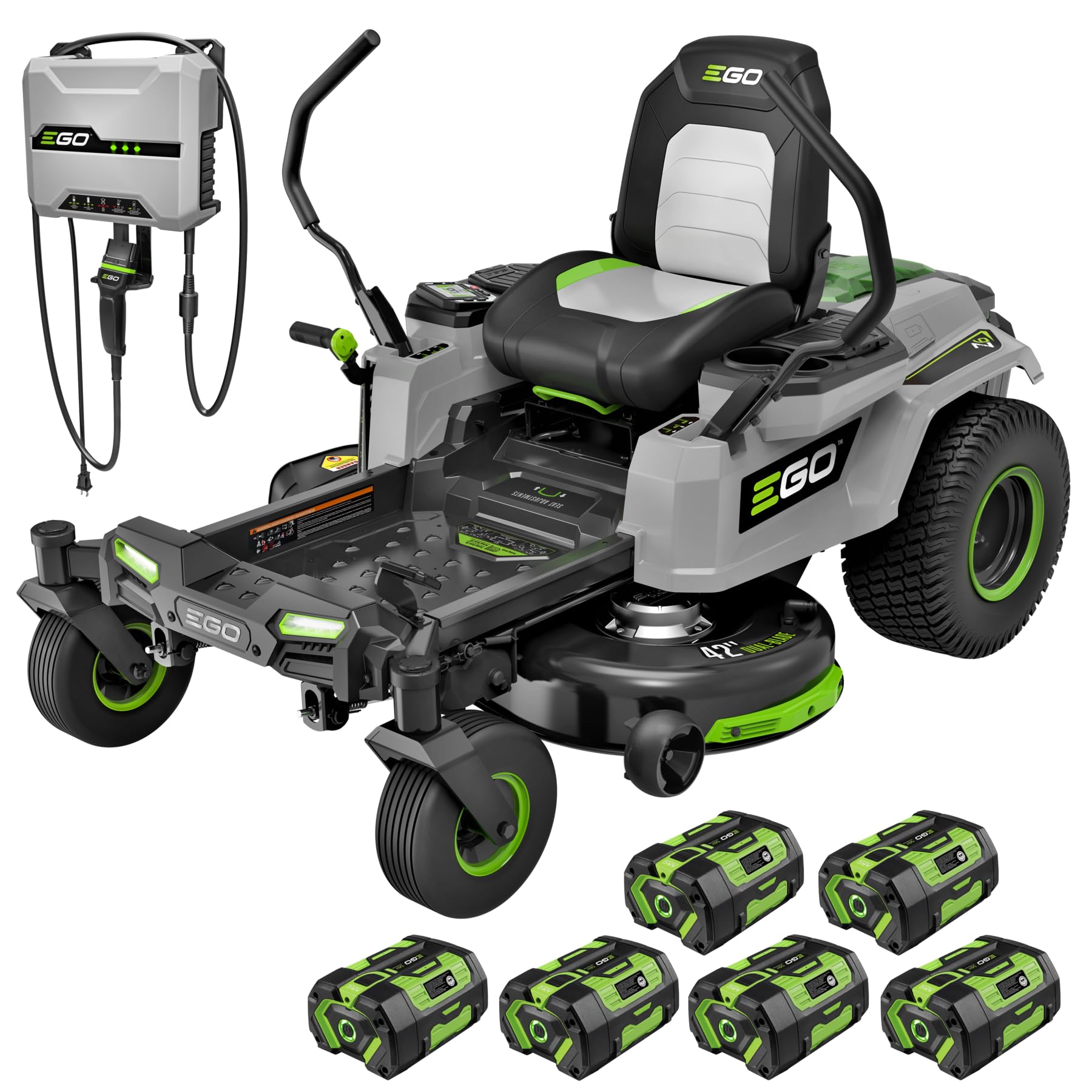 EGO Power+ Electric Riding Lawn Mower, 52" Deck with Zero Turn Radius, Includes (6) 56V 12.0Ah Batteries and Charger - ZT5207L
