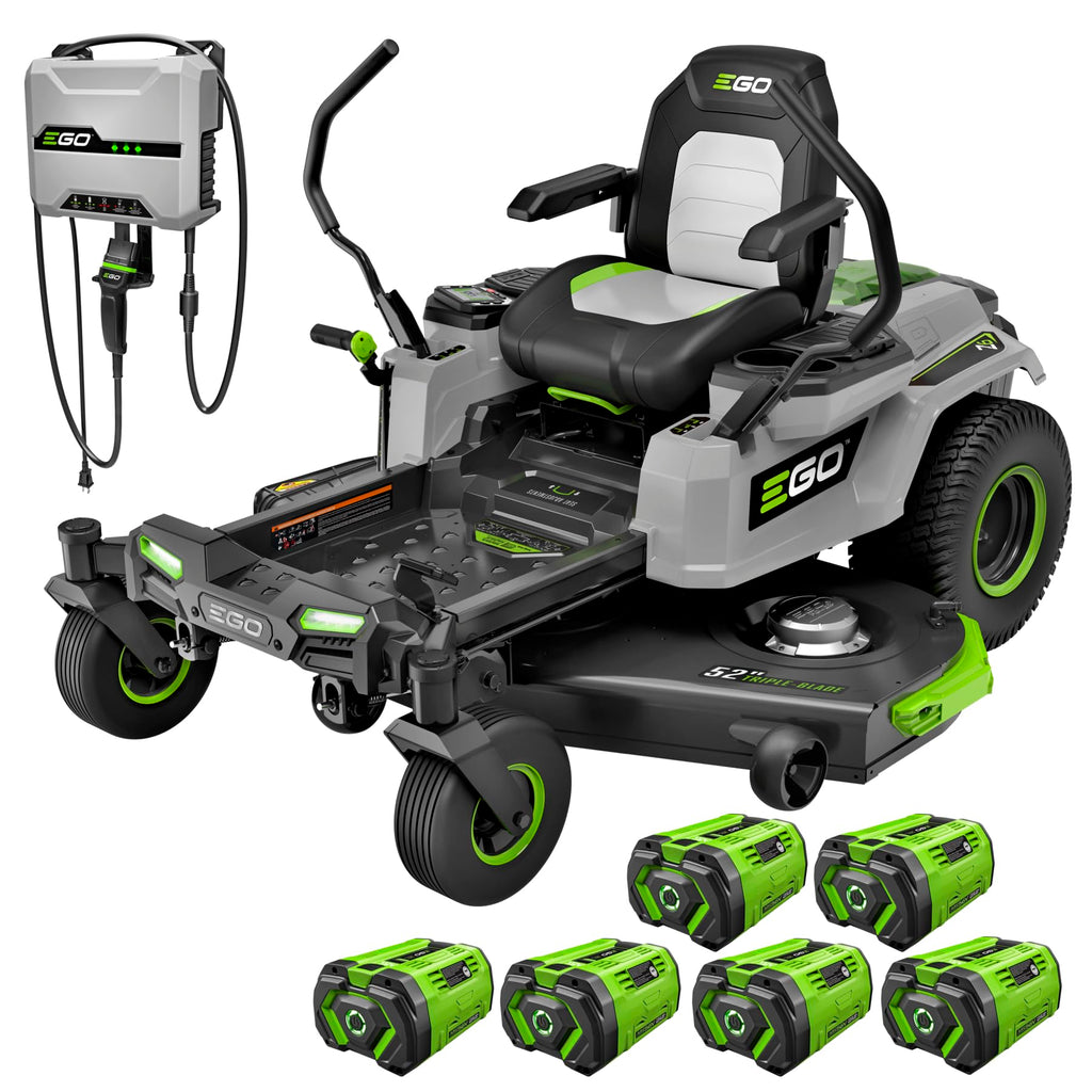 EGO Power+ Electric Riding Lawn Mower, 52" Deck with Zero Turn Radius, Includes (6) 56V 12.0Ah Batteries and Charger - ZT5207L