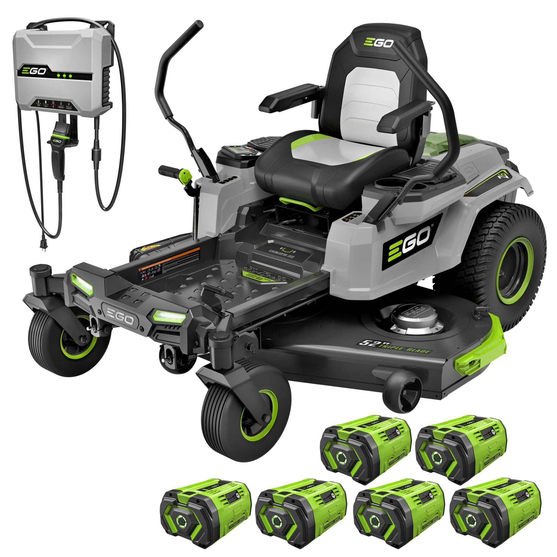EGO Power+ Electric Riding Lawn Mower, 52" Deck with Zero Turn Radius, Includes (6) 56V 12.0Ah Batteries and Charger - ZT5207L