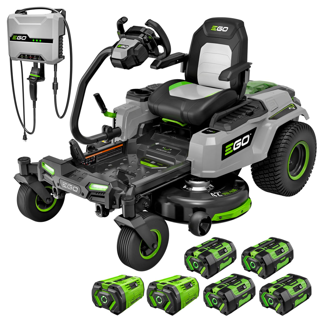 EGO Power+ Electric Riding Lawn Mower, 52" Deck with Zero Turn Radius, Includes (6) 56V 12.0Ah Batteries and Charger - ZT5207L