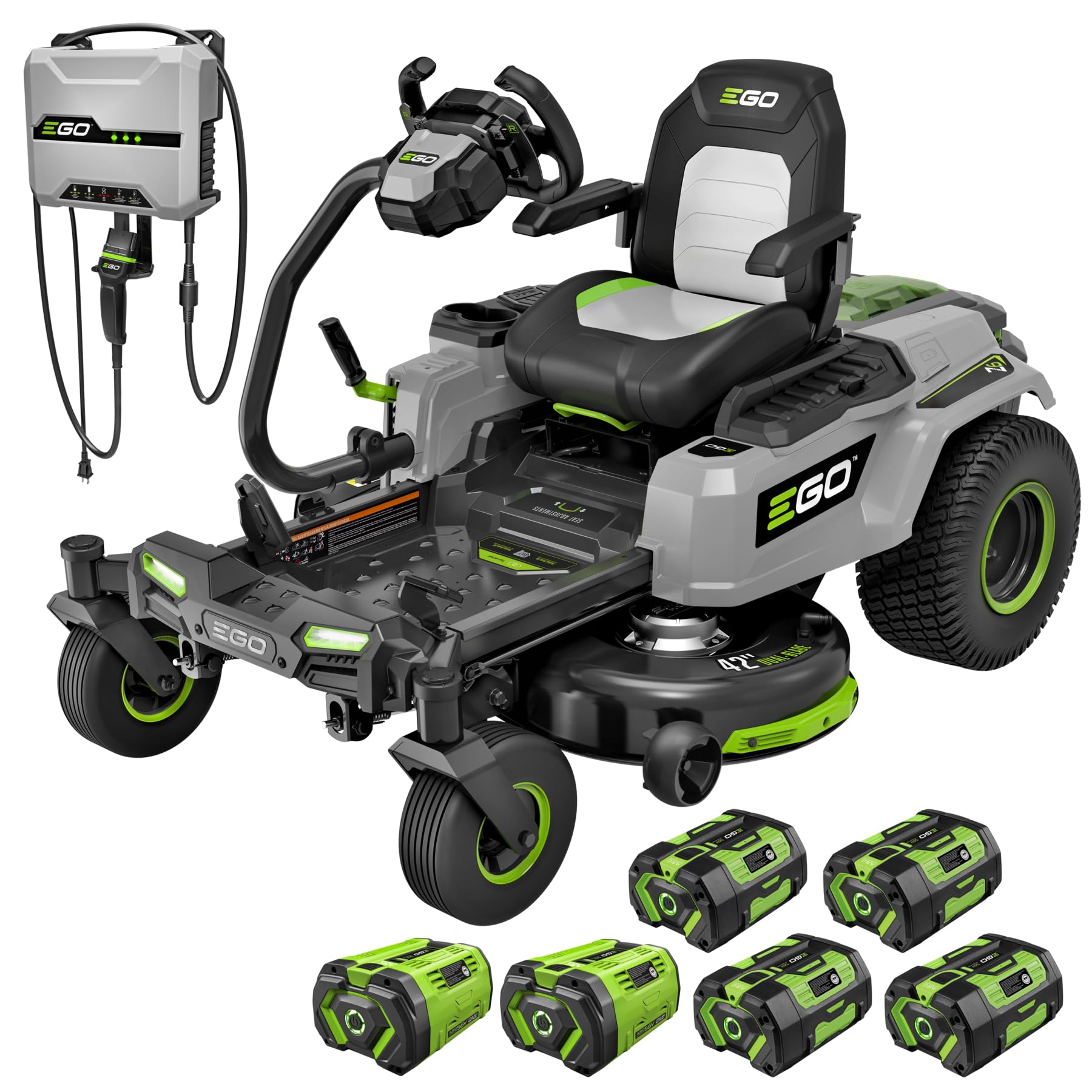 EGO Power+ Electric Riding Lawn Mower, 52" Deck with Zero Turn Radius, Includes (6) 56V 12.0Ah Batteries and Charger - ZT5207L